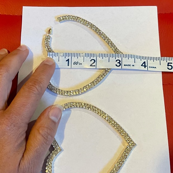 Big Heart Crystal Hoop Earrings - Picture 6 of 10